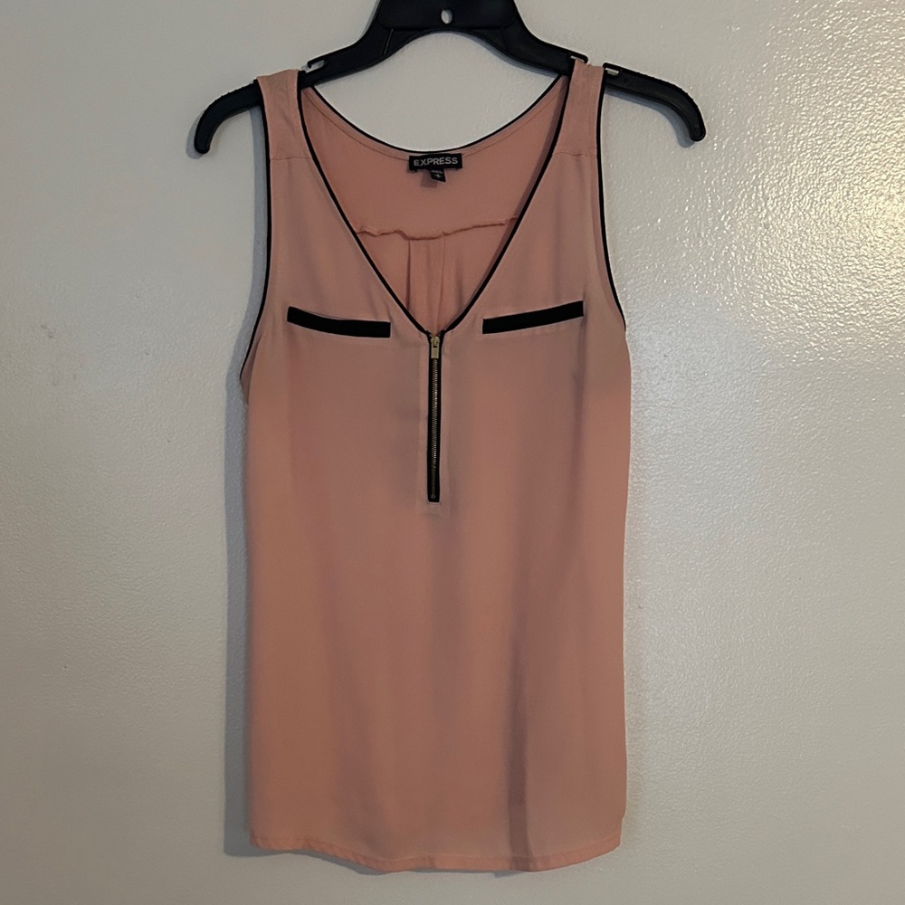 Express Women's Blush Pink Tank Top with Black Accents